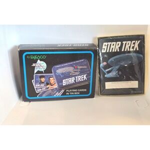 Vtg Star Trek Playing Cards by Enesco in Tin & 30 NCC-1701 Self-Stick Bookplates